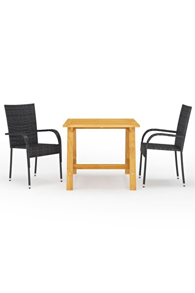 vidaxl Set mobilier de grădină, 3 piese, negru