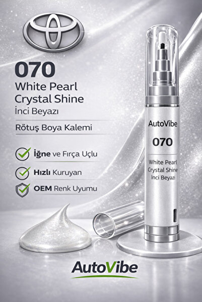 AutoVibe Toyota Rötuş Boya Kalemi 070 İnci Beyazı İki Tüp Alt Üst 2Si1Arada Ç...