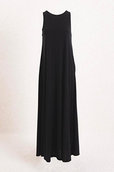 BSL Kolsuz Oversize Modal Maksi Elbise