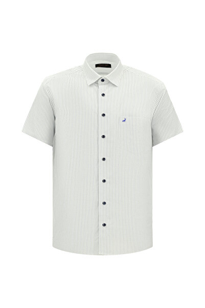 Abdullah Kiğılı Κοντομάνικο βαμβακερό ριγέ πουκάμισο κανονικής εφαρμογής