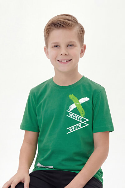 FYK KİDS Tricou de vară pentru băieți, cu mânecă scurtă și guler rotund, alb,...