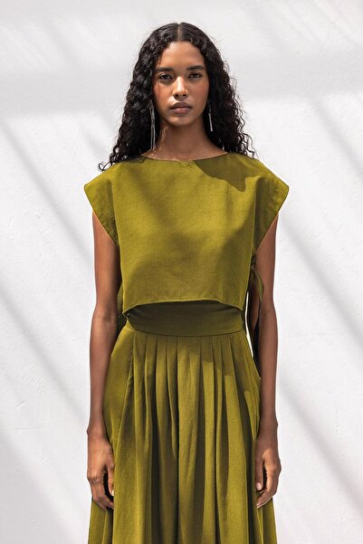 BSL %100 Tencel Yan Bağlama Detaylı Bluz