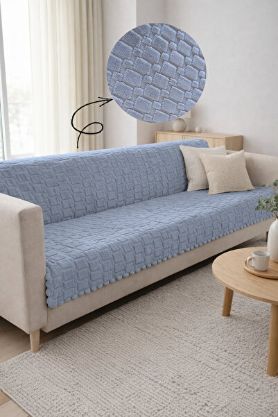 Sevim Set of Non-Slip Sole Embossed Geometric Patterned Sofa Cover - 180X215 ...