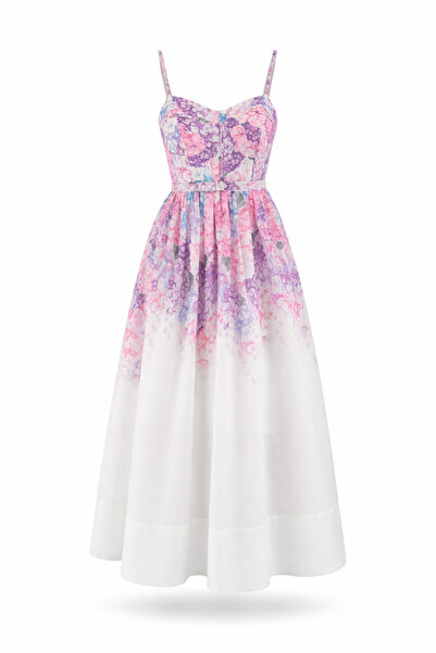 HAZELANNA Rochie cu bretele și fundă imprimare digitală din curea piese