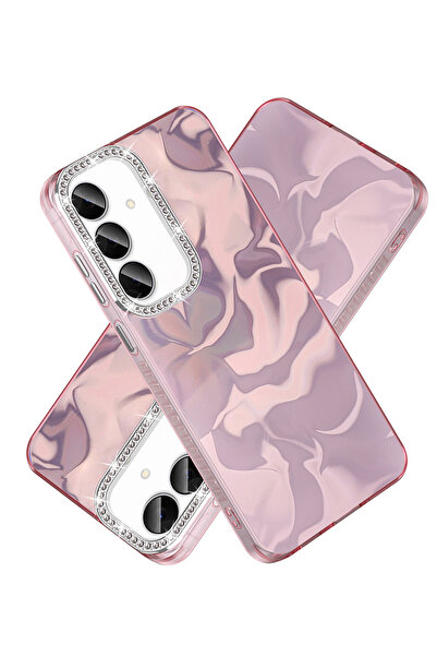 Nezih Case غطاء حماية بتصميم أنيق لامع مرصّع بالأحجار متوافق مع هاتف سامسونج ...