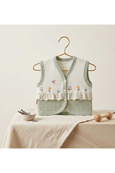 Leylababybutik Bahar Nakışlı Kız Bebek Yelek