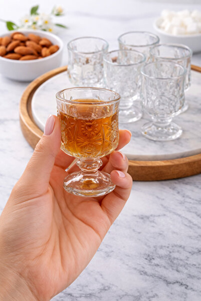 Akormia Elysia Model Kahve Yanı Su Bardağı 6'lı Cam Likör Bardağı Küçük Boy A...