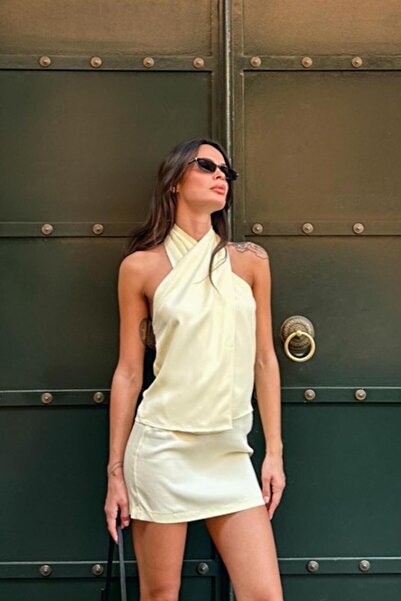 BSL Saten Çapraz Bağlamalı Bluz