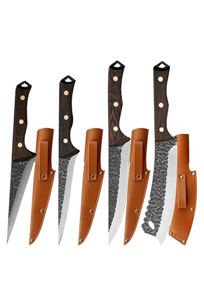 Klyte 4PCS Hand Forged Meat Cleaver Set, High Carbon Stainless Steel Boning K...