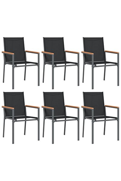 vidaxl Scaune de grădină, 6 buc., negru, 55x61,5x90 cm, textilenă&oțel