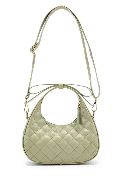 Melos Butik Women's Water Mint Green Bow Strap Detail Leather El Ve Shoulder Bag