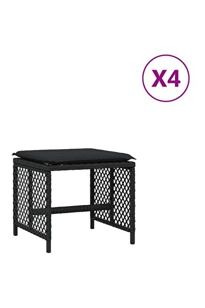 vidaxl Scaune de grădină cu perne, 4 buc. negru 41x41x36 cm poliratan
