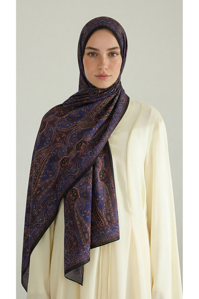 Karaca Royal Ethnic Pattern Cotton Shawl - Black / Purple