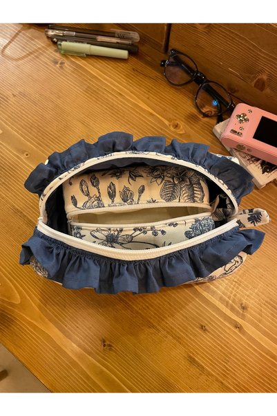GÖKDAĞ BEDDING Vintage Floral Patterned Makeup Bag Pieces – Fabric Cosmetic Organizer