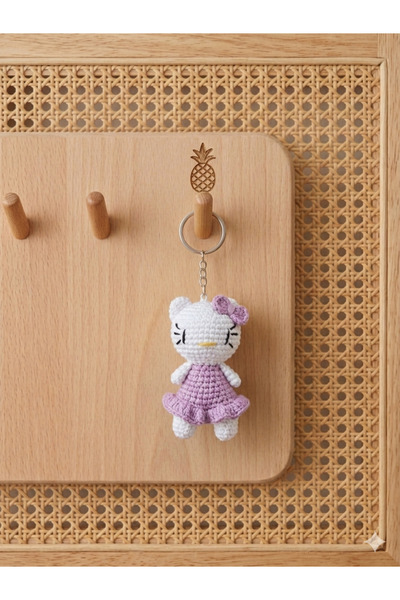 El Yapımı Amigurumi Kedi Anahtarlık – Sevimli Örgü Kedi Çanta Süsü, Amigurumi Anahtarlık Modeli