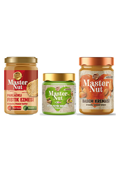 Master Nut Fıstık Ezm - Badem Kreması ve Antep Fıstık Kreması 3 lü Karma Paket
