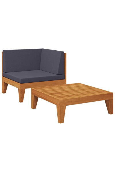 vidaxl Set mobilier grădină cu perne, 2 piese, lemn masiv de acacia