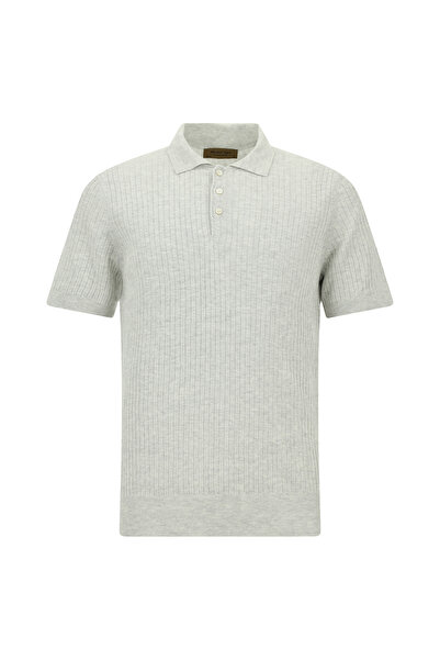 Abdullah Kiğılı Slim Fit Striped Cotton Linen Italian Knitted Polo T-Shirt