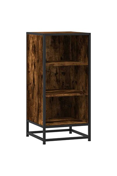 vidaxl Dulap, stejar fumuriu, 35,5x35x76 cm, lemn prelucrat și metal