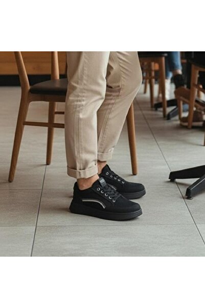 FREE MARKA Freemarka 2910 black fuzzy Linen sports shoes