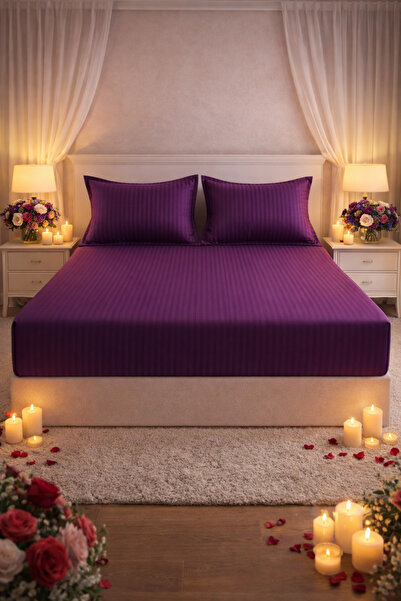 Cearșaf cu elastic 180x200 +25 cm pentru saltea înaltă, set cu 2 fețe de pernă 55x80 cm miniatura 3