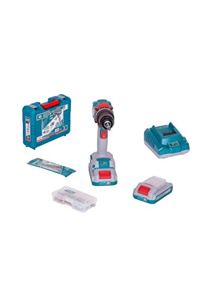 TOTAL Masina de gaurit cu percutie Total, 20V, 2AH, 2000rpm, include doi acum...