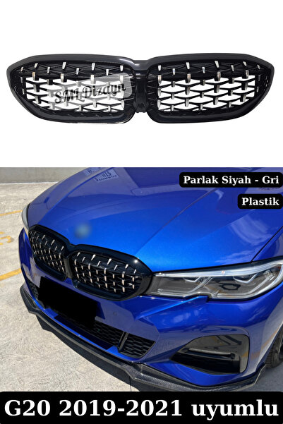 SML Dizayn BMW G20 (2019-2021) Diamond Ön Panjur - Siyah Çerçeve Krom Elmas D...