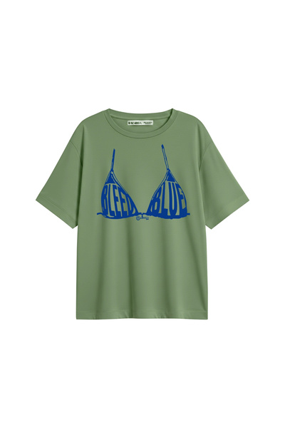 CİNEMA MODA Tricou Bleed Blue cu imprimeu Relaxed Fit verde pentru femei