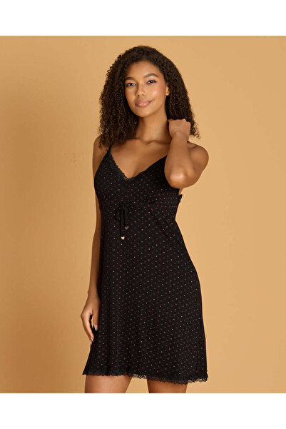 REDTAG Women Black Printed Padded Babydoll