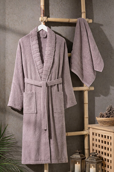 Medaillon Home Cotton Piece Towel Bathrobe Set of 2 for Women and Men Soft Ba...