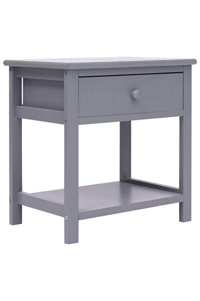 vidaxl Bedside table, gray, 40x29x42 cm, paulownia wood