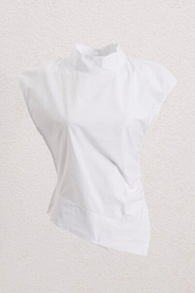 BSL Asimetrik Poplin Bluz