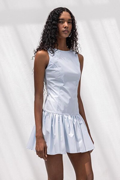 BSL %100 Cotton Büzgülü Mini Elbise