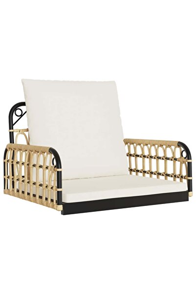 vidaxl Scaun balansoar cu perne, 63x58x39 cm, poliratan și oțel