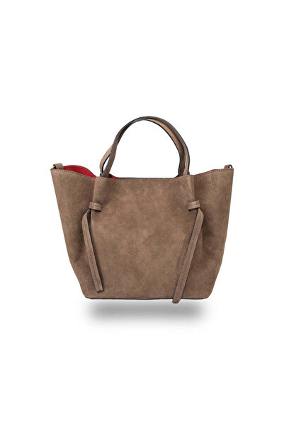 TORO NERO Loretta Women's Bag Made from Dark Taupe Suede Leather
