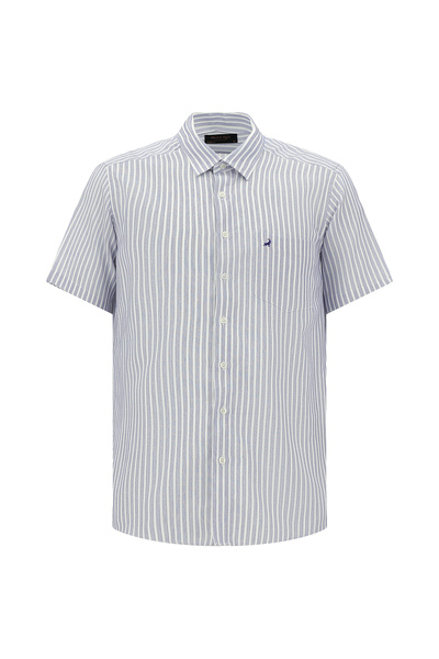 Abdullah Kiğılı Κοντομάνικο πλεκτό πουκάμισο Regular Fit Ριγέ