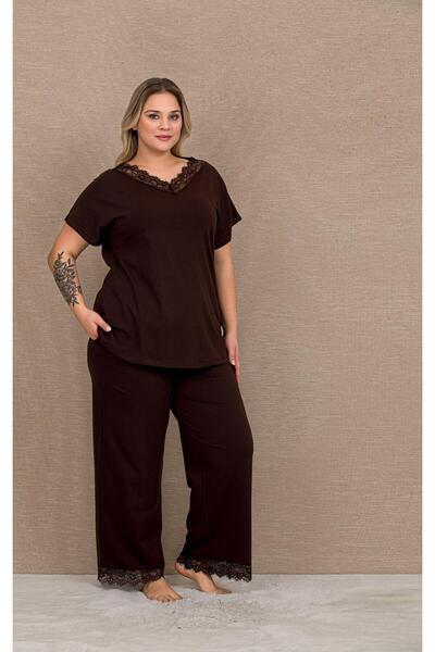 Lady Lingerie Short Sleeve V-Neck Plus Size Women's Pajama Set