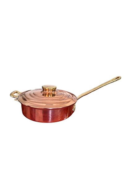 Mediterranean Art Copper Saucepan 22 cm with Lid, Professional Bronze Handle ...