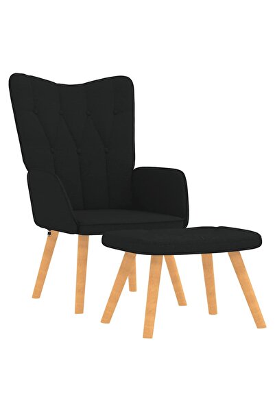 vidaxl Scaun de relaxare cu taburet, negru, textil