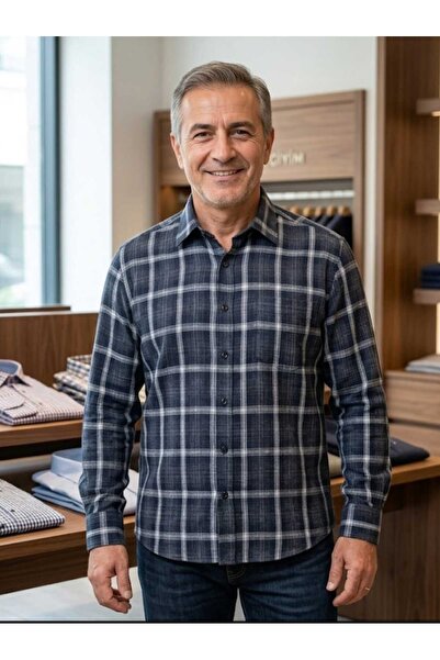 Grand Star 100% Wool Long Sleeved Pocketed Classic Cut Men's Winter Shirt