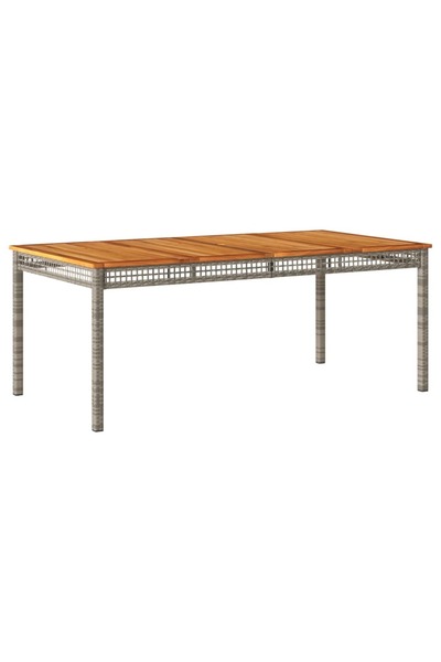 vidaxl Masă grădină, gri, 180x90x75 cm, poliratan și lemn de acacia