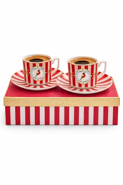 cashen Turkish Coffee Cup Set of 2 Bird Patterned Boxed Porcelain Coffee Cup Set