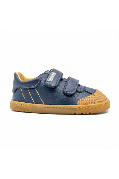 titanitos Pantofi barefoot băieți CRB540 Javier – Navy, piele naturală, talpă plată (drop 0)