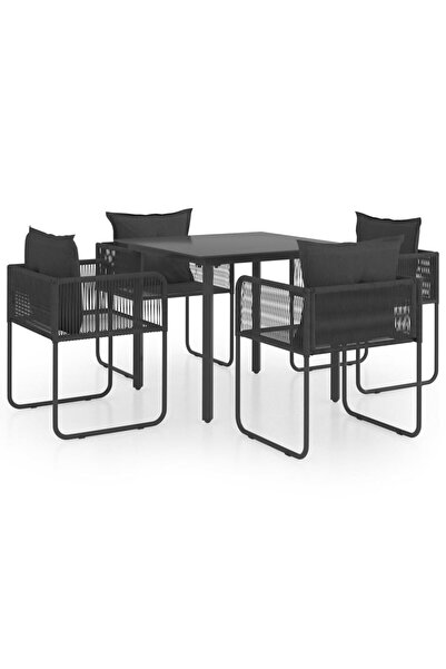 vidaxl Set mobilier de grădină, 5 piese, negru, ratan PVC