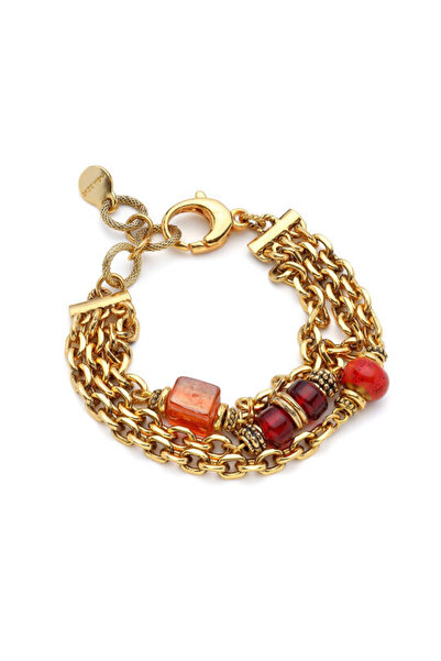 Mon Reve Solene Cam Boncuk Altın Kaplama Bilezik