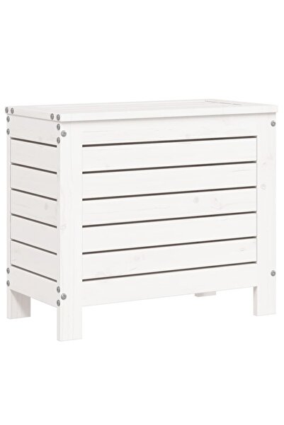 vidaxl Taburet de grădină, alb, 62x31,5x52 cm, lemn masiv pin