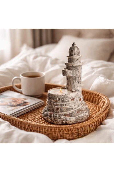 Yaratıcı sanatlar atölyesi Deniz Feneri İçinde Dekoratif Mum Kokulu Doğal Soy...