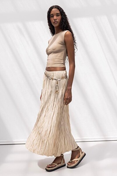 BSL Crashlı Midi Etek