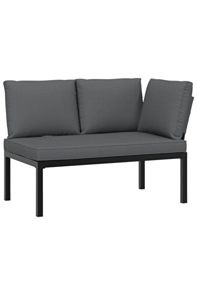 vidaxl Bancă de grădină cu perne, negru, aluminiu