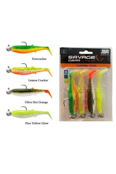 Savage Gear Cannibal Shad 12.5cm 20gr+12.5gr Dark Water 4Adet Hazır Silikon Y...